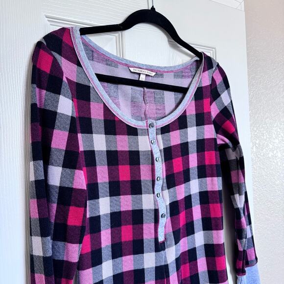 Victoria’s Secret Waffle Patterned Checkered Romper Onesie Women's Medium - Picture 2 of 10